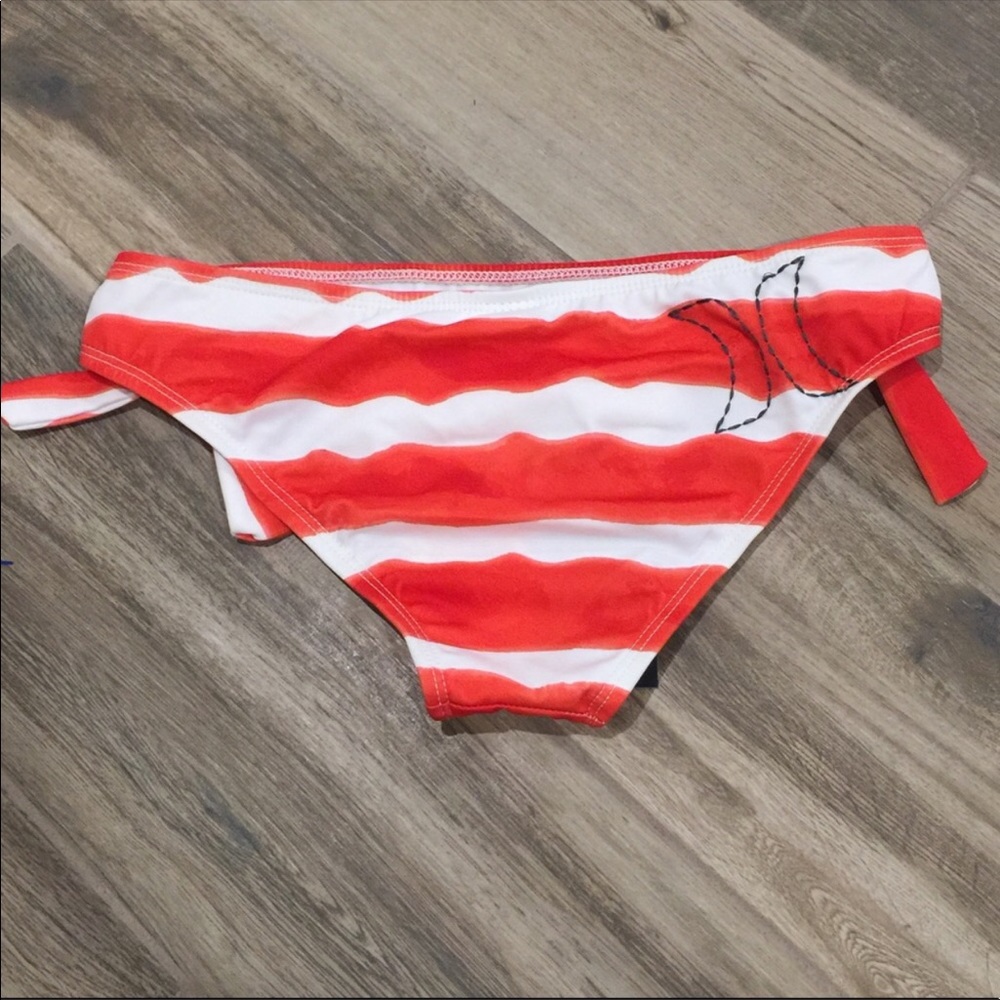 Hurley Red and White Striped Bikini Bottom